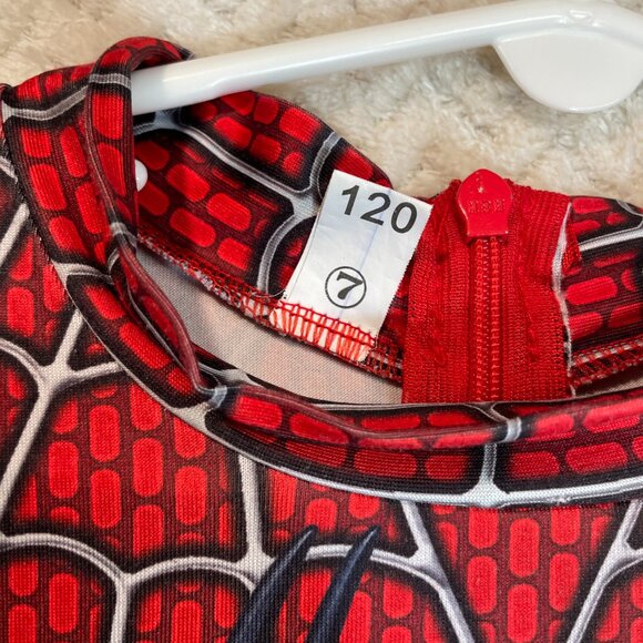 Spider-man Bodysuit Footie Costume Only Kids Size 7 - Halloween - Picture 4 of 8